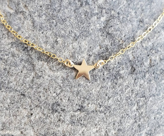 Gold Star Necklace, Tiny Star Pendant, Tiny Star, Gold