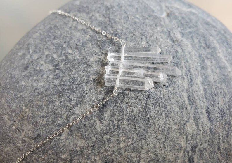 Quartz Necklace Mongolian Crystal gold fill chain Raw Quartz Crystal necklace Sterling Silver Crystal Quartz Necklace or Raw Quartz