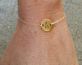 Gold Monogram Bracelet, Initial Bracelet, Tiny Bracelet, Couple Bracelet