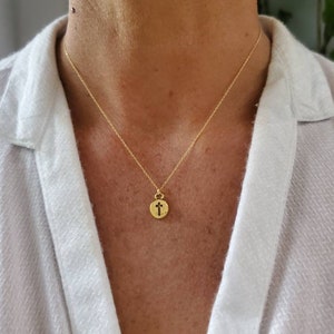 Gold Cross Necklace, Cross Necklace, Tiny Cross Pendant, Gold Cross, Tiny gold cross, Cross pendant, Gold Cross Necklace, Dainty, Delicate image 2