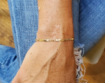 Gold Chain Bracelet, 14k Gold Filled, Layering Bracelet, Large Link, Figaro, Flat, Paperclip, Gold Bracelet, Chain, Bracelet, Dainty, Anchor