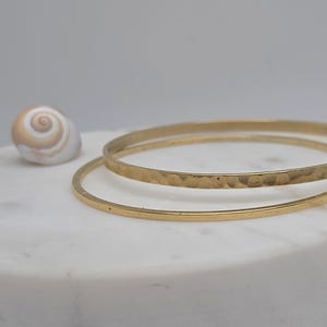 Gold Bangle Bracelet, Set of 2, Hammered Bangle Set, Gold Plated, Bangles