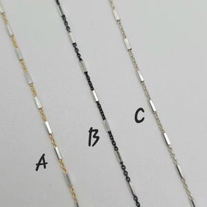 Mixed Metal Bar Chain Bracelet, Gold Vermeil, Layering Bracelet, Gold Vermeil and sterling silver bracelet, Chain, Bracelet, Dainty image 2
