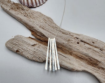 Sterling silver fringe necklace, simple necklace, silver neclace, small silver necklace, hammered necklace, small, layering, fringe