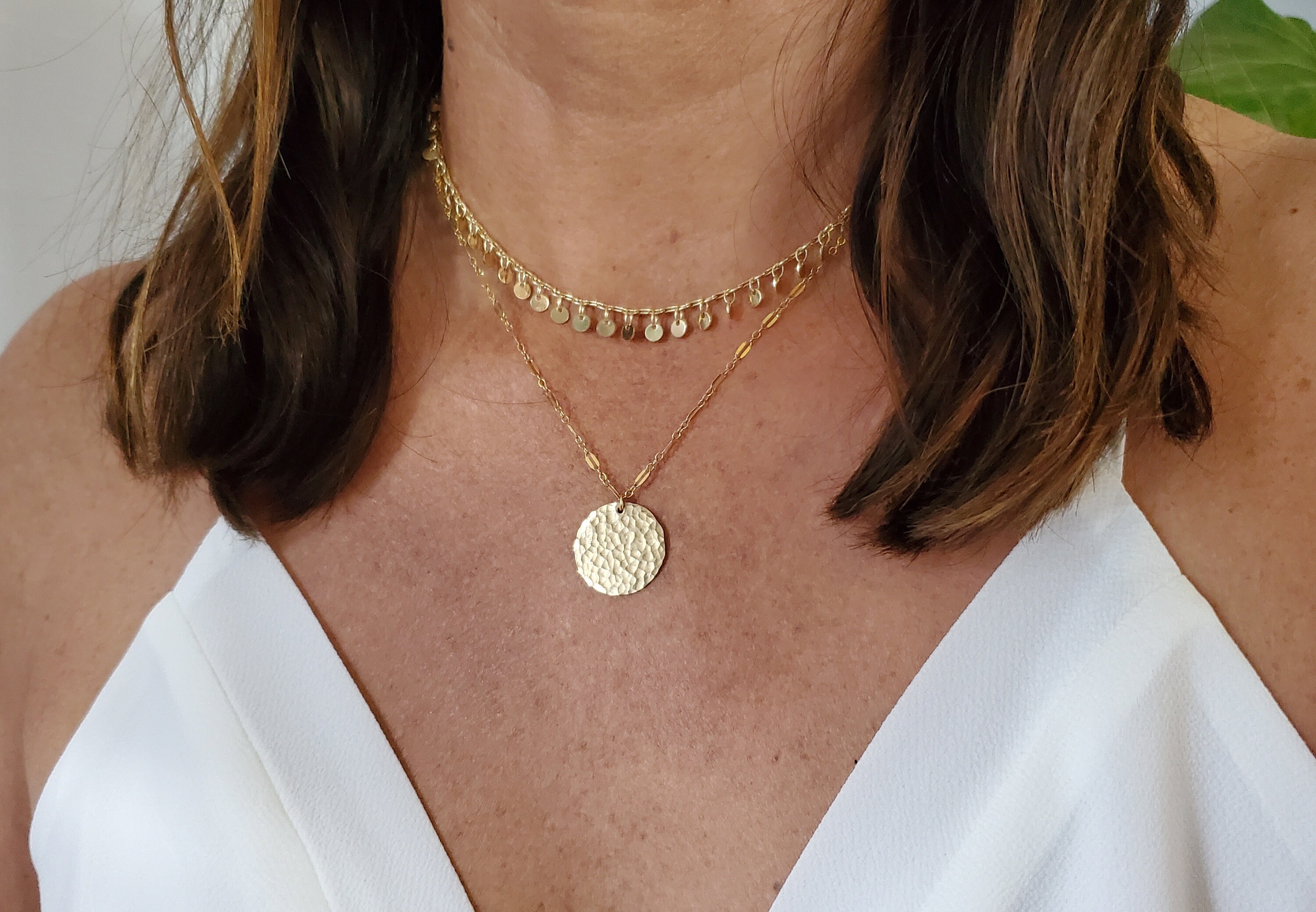 Adjustable Dangle Sequin Choker, 14k 