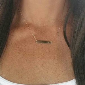 Monogram Necklace, Gold Bar Necklace, Initial Necklace, Gold Filled, Bar Necklace image 3