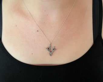 Silver Coral Necklace, Dainty, coral, Silver Necklace