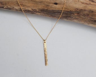 Small Hammered Bar, Vertical Bar, Gold Filled, Bar, Hammered Bar, Bar Necklace, Dainty Gold Bar, Tiny Bar Necklace, Dainty Gold Necklace, 1"