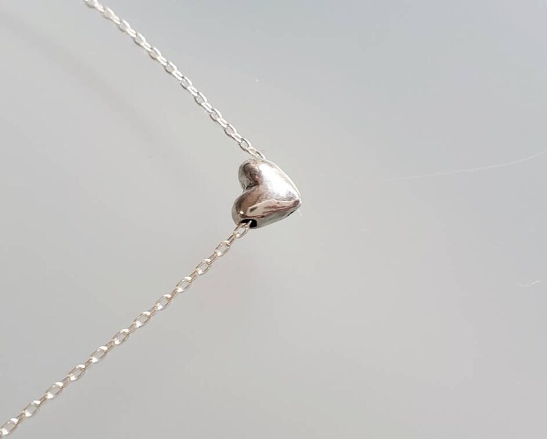 Tiny Sterling Silver Heart Necklace Heart Necklace Silver Etsy
