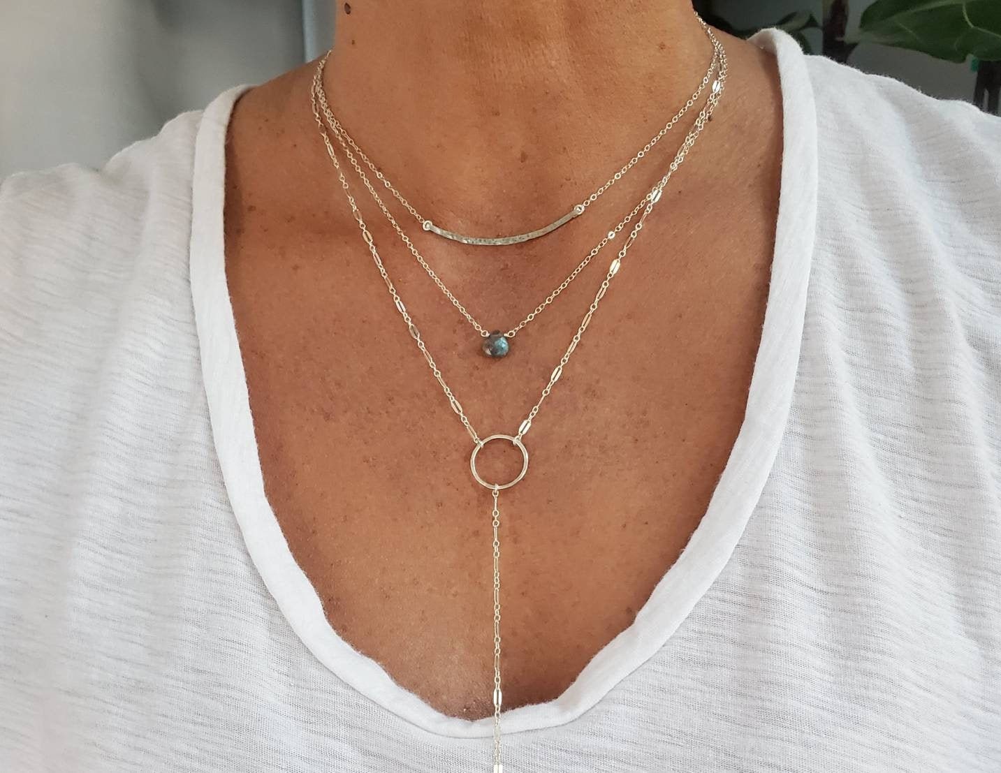 Layered Necklace Set Set of 3 Gold 