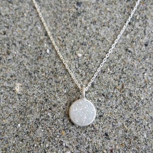 Tiny Sterling Silver Druzy necklace, Dainty, Druzy, Silver Necklace image 8