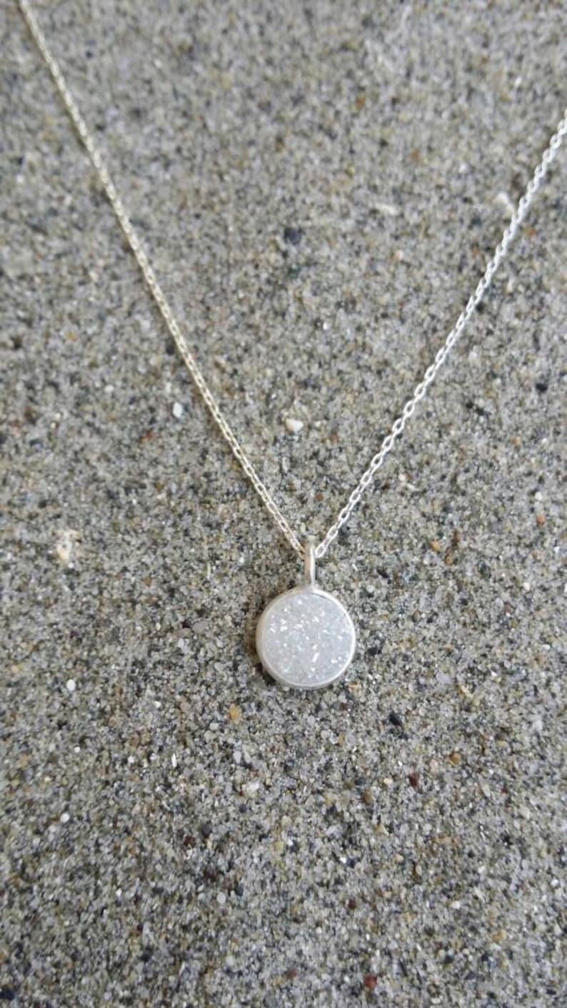 Tiny Sterling Silver Druzy necklace, Dainty, Druzy, Silver Necklace image 8