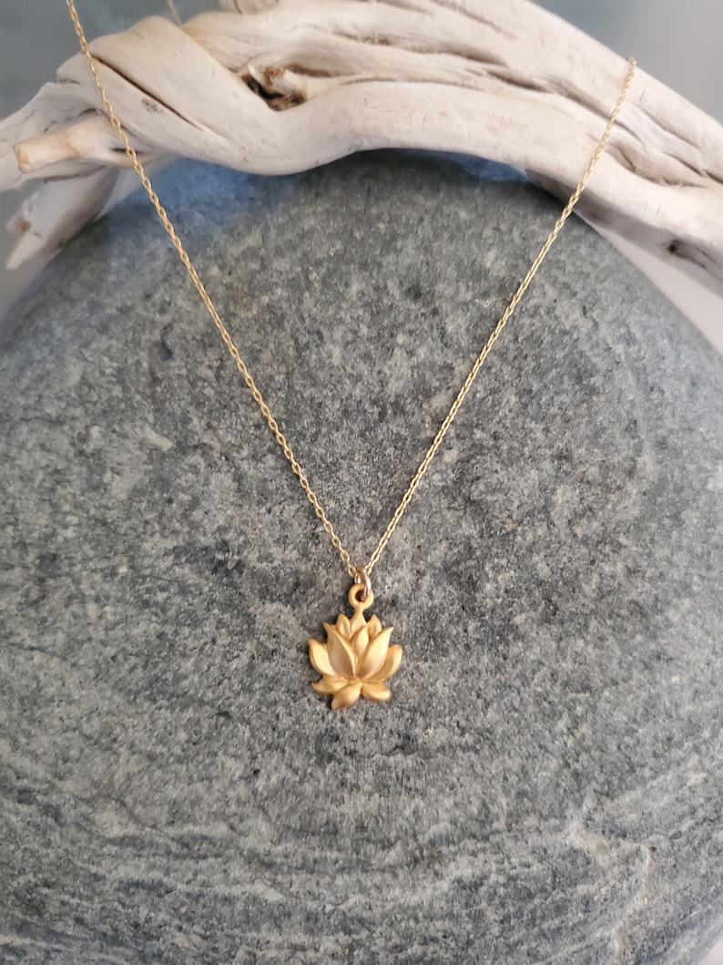 Gold Lotus Necklace, Lotus Flower, Gold Necklace, Flower Necklace, Vermeil image 9
