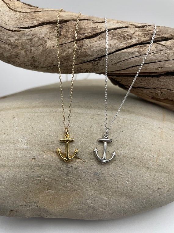 Tiny Gold Anchor Necklace Gold Vermeil Anchor Pendant Gold Anchor Dainty Delicate Beach Nautical Boat Sailing Ocean Necklace