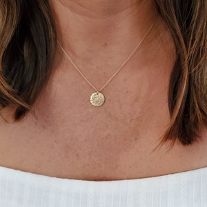 Small Hammered Circle Necklace, Gold Circle Necklace, Layering Necklace, 14k Gold Fill, Dainty, Gold Circle, Coin, Circle Necklace, Tiny image 8