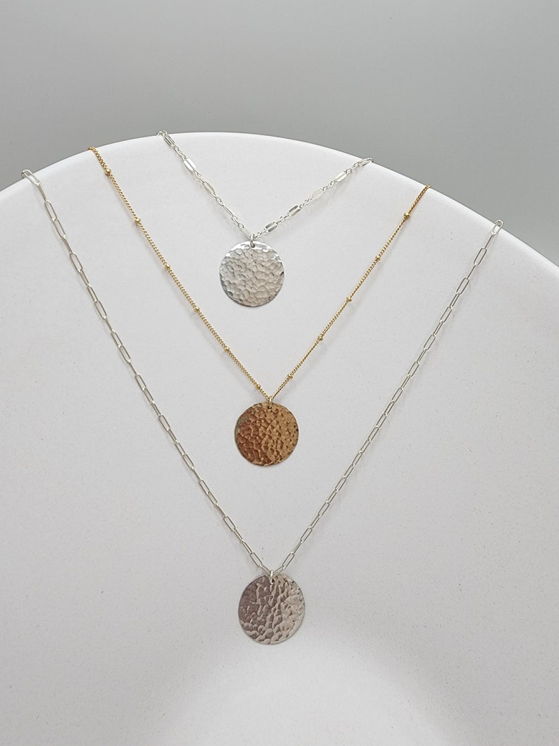 Layered Necklace Set, Gold, Silver, Set of 2, 14k Gold Filled, Sterling Silver, Minimalist, Paperclip, Coin, Double, Chain, Necklace, Set image 5