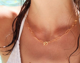 Large Link, Paperclip Chain, 14K Gold Fill, Sterling Silver, Layering Necklace, Chunky, Link, Minimalist, Gold, Silver, Necklace, Paper Clip