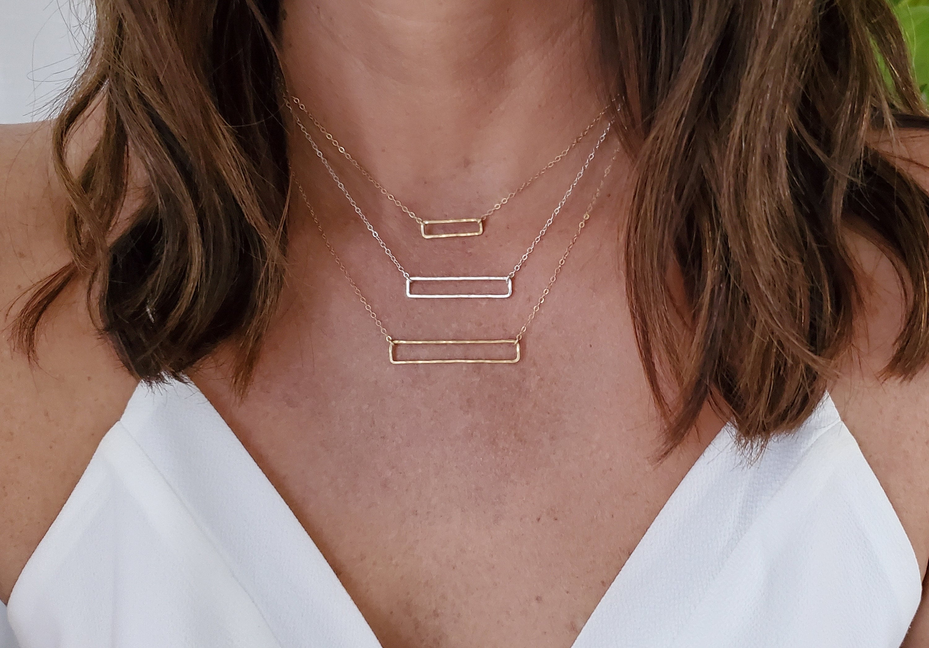 Silver Bar necklace, Minimalist necklace, Layering Necklace, simple ne –  Artisan Look