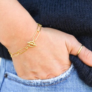 Large Link Chain Bracelet, Sterling Silver, 14k Gold Filled, Layering Bracelet, Gold, Chunky, Bracelet, Chain, Silver, Bracelet, Paper clip