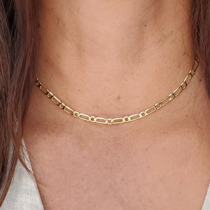 Figaro Chain, 14k Gold Filled, Large Link, Layering Necklace, Flat, Chain, Gold Necklace, Gold Chain, Large Gold Chain, Gold Figaro Chain