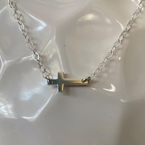 Tiny Sterling Silver Cross Bracelet, Sterling Silver Chain, Cross bracelet