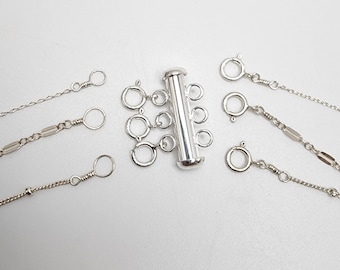 Multi Necklace Layering Clasp, Slide Clasp, Removeable,  Necklace Separator, Tangle Proof, Multi Necklace Clasp, Gold, Sterling Silver