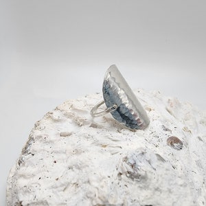 Silver Hammered Shield Ring, Sterling Silver, Ring, Hammered, Simple, Oval Ring, Sterling Silver, Chunky, Statement Ring, Silver Ring, Ring image 7