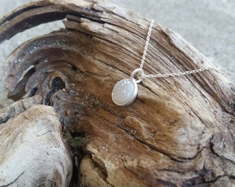 Tiny Sterling Silver Druzy Necklace, Dainty, Druzy, Silver