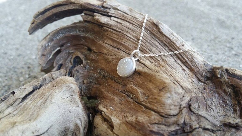 Tiny Sterling Silver Druzy necklace, Dainty, Druzy, Silver Necklace image 9