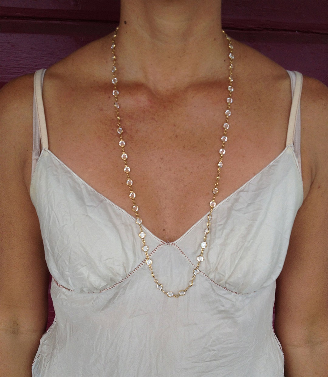 Buy Swarovski Crystal Long Necklace, Bezel Crystal, Faceted