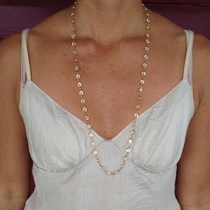 Swarovski Crystal Long necklace, Bezel Crystal, Faceted Crystal, 32&quot; necklace