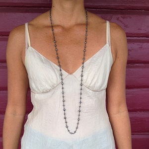 Long Necklace, Peacock Pearl, Multi Wrap, Layering necklace