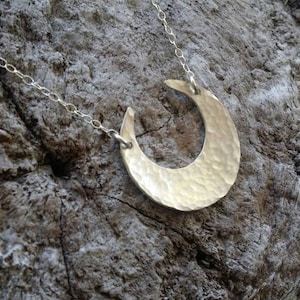 Large Sterling Moon Necklace, Crescent Moon, Sterling Silver Necklace, Silver Moon, Hammered, Moon Necklace, Chunky Necklace