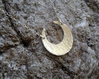 Large Sterling Moon Necklace, Crescent Moon, Sterling Silver Necklace, Silver Moon, Hammered, Moon Necklace, Chunky Necklace