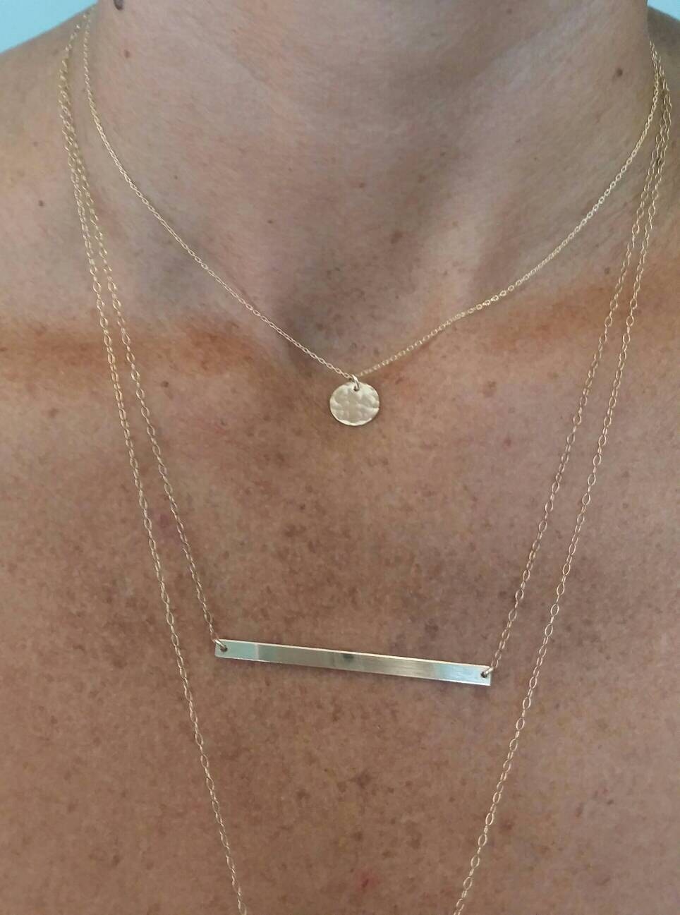 Gold Bar Necklace Horizontal Gold Bar 1.5 inch Gold Etsy