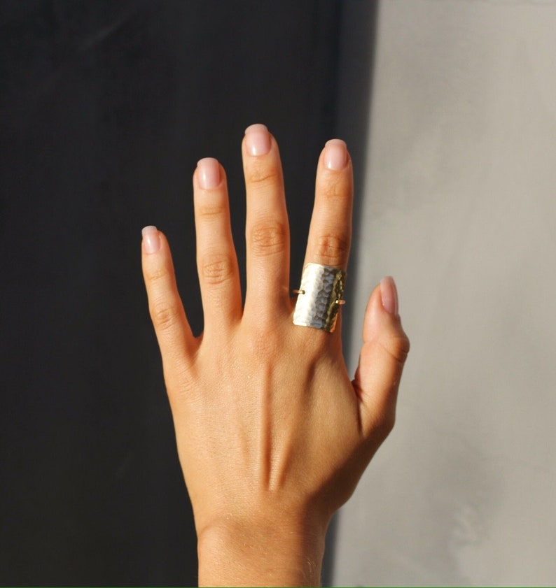 Sterling Silver Hammered Shield Ring, Hammered, Simple, Square, Ring, Gold Fill, Sterling Silver, Chunky Ring, Statement Ring, Shield Ring image 1