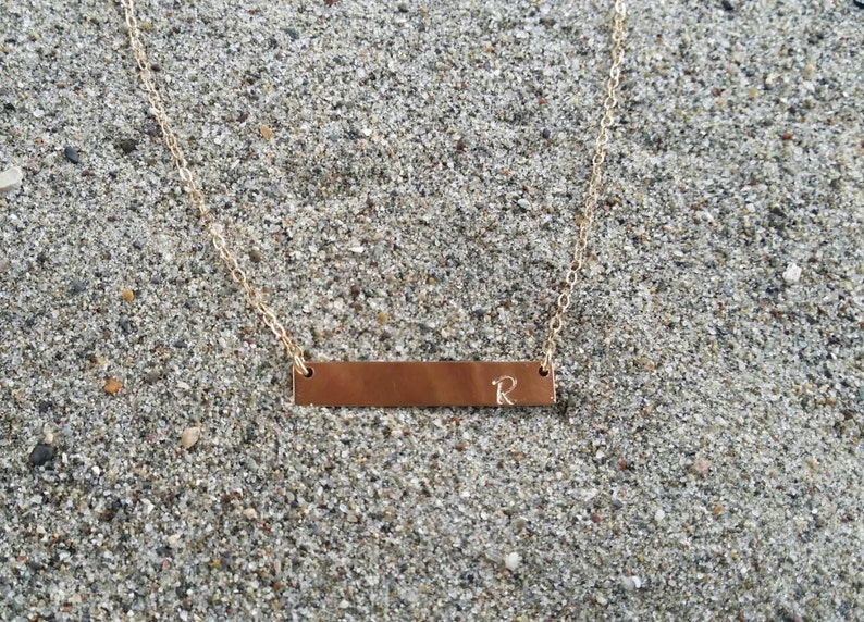 Monogram Necklace, Gold Bar Necklace, Initial Necklace, Gold Filled, Bar Necklace image 2