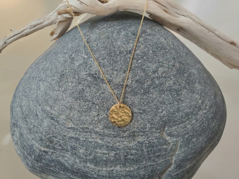 Small Hammered Circle Necklace, Gold Circle Necklace, Layering Necklace, 14k Gold Fill, Dainty, Gold Circle, Coin, Circle Necklace, Tiny image 4