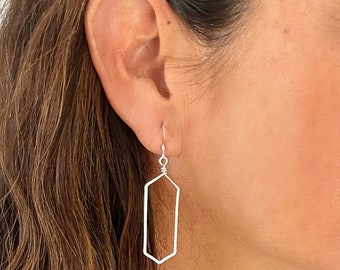 Sterling Silver Earrings, Hammered, Silver Earrings, Geometric, Simple, Dangle Earrings