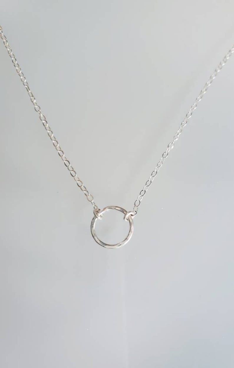 Dainty Circle Necklace Sterling Silver Dainty Necklace Etsy