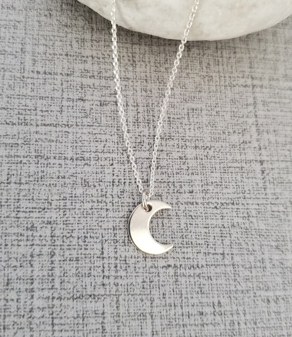 Dainty silver moon best sale necklace