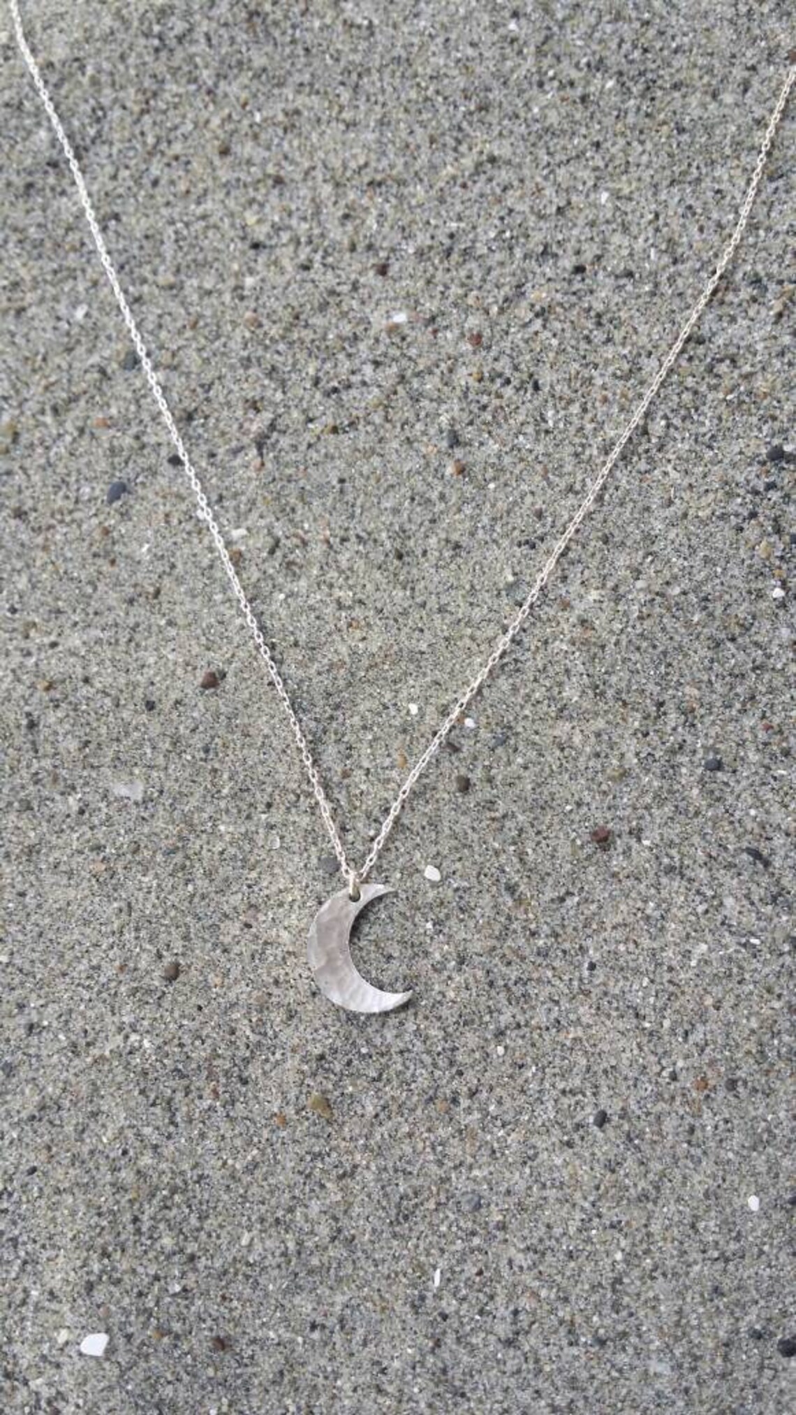 Small Sterling Silver Moon Necklace Crescent Moon Silver Etsy