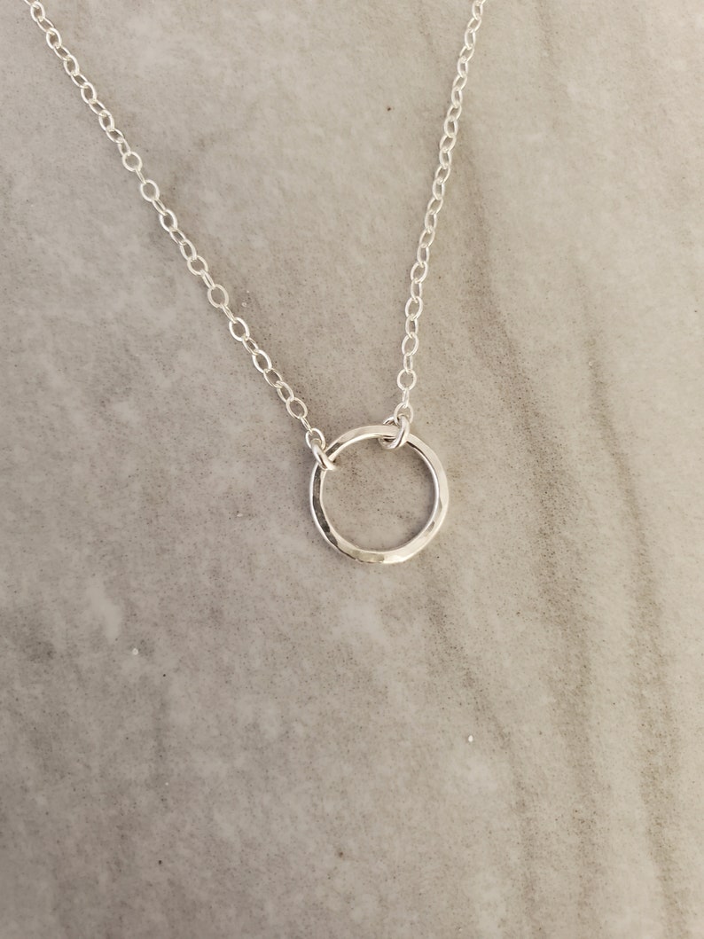 Dainty Circle Necklace, Sterling Silver, Dainty Necklace, Karma Necklace, Dainty, Layering Necklace, Minimalist Necklace, Silver, Delicate image 5