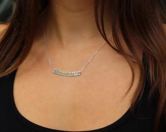 Silver Hammered Bar Necklace, Sterling Silver, Hammered Necklace, Layering Necklace, Simple, Dainty, Delicate, Necklace, Minimalist Necklace
