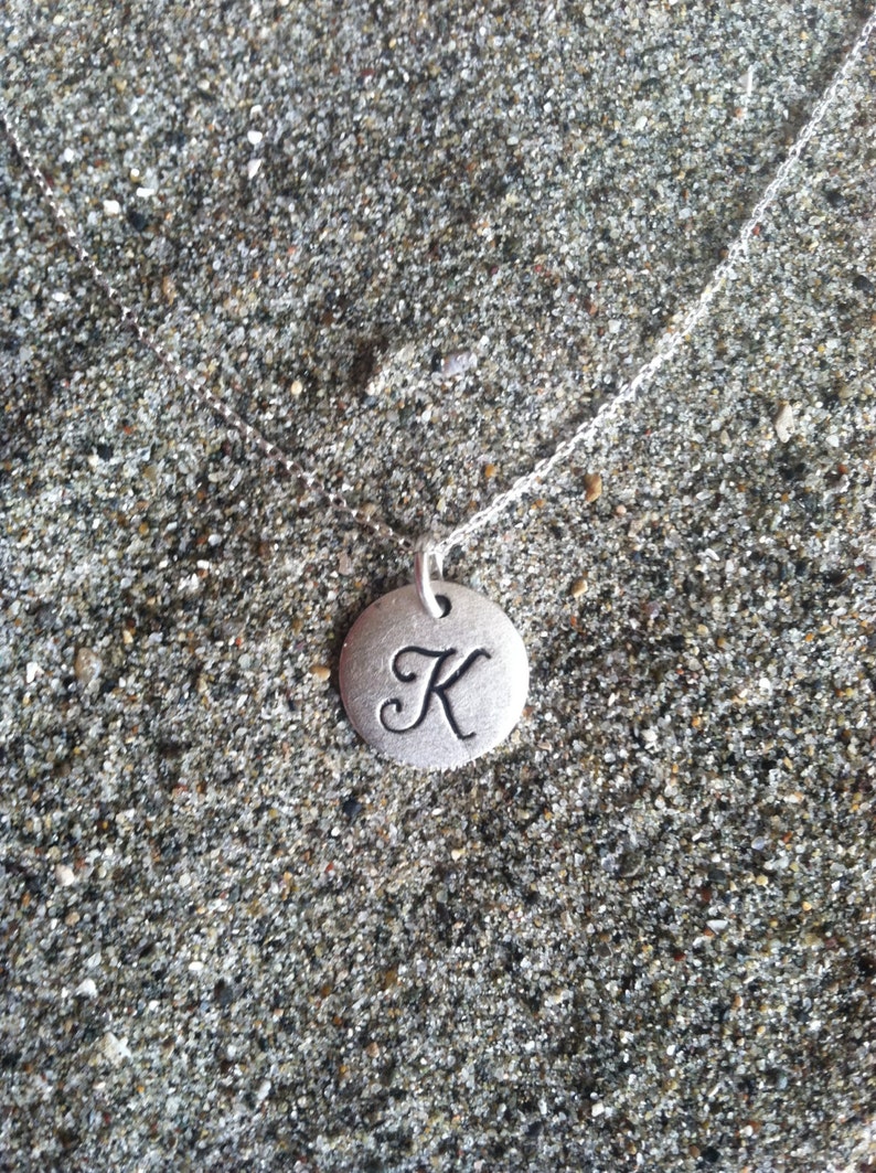 Monogram Necklace, Initial Necklace, Matte Silver image 2