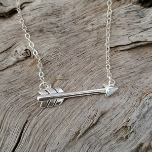 Tiny Silver Arrow Necklace, Layering Necklace, Sterling Silver, Silver Arrow Necklace, Dainty, Delicate, Silver Arrow, Minimalist Necklace image 2