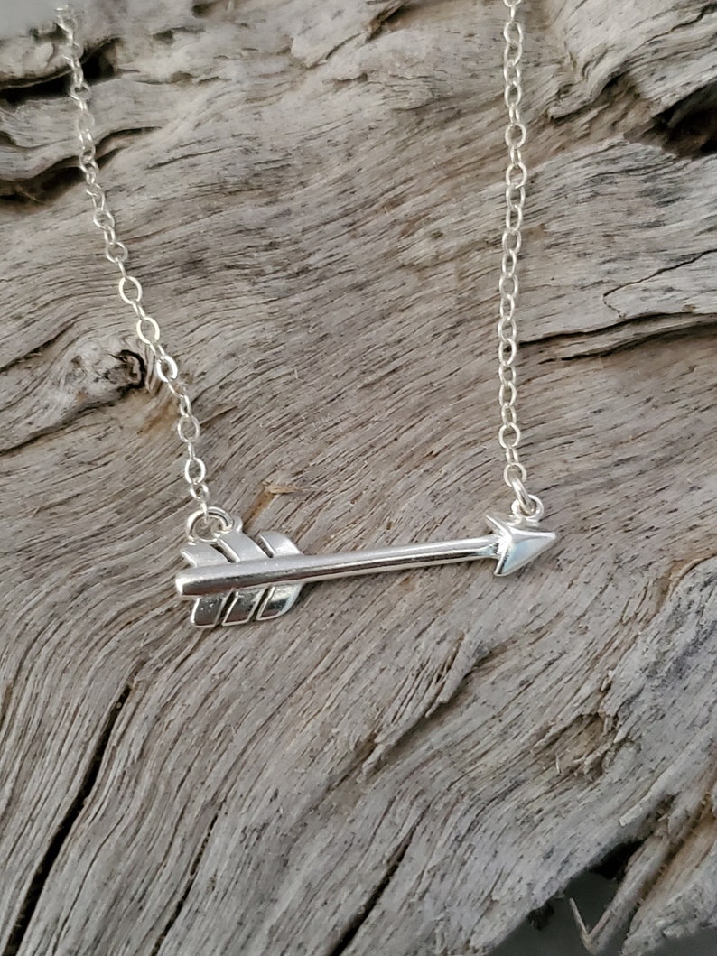 Tiny Silver Arrow Necklace, Layering Necklace, Sterling Silver, Silver Arrow Necklace, Dainty, Delicate, Silver Arrow, Minimalist Necklace image 2