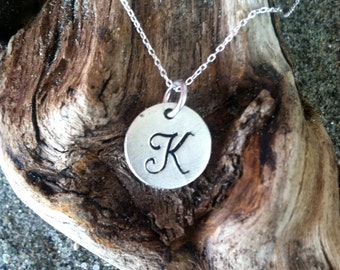 Monogram Necklace, Initial Necklace, Matte Silver