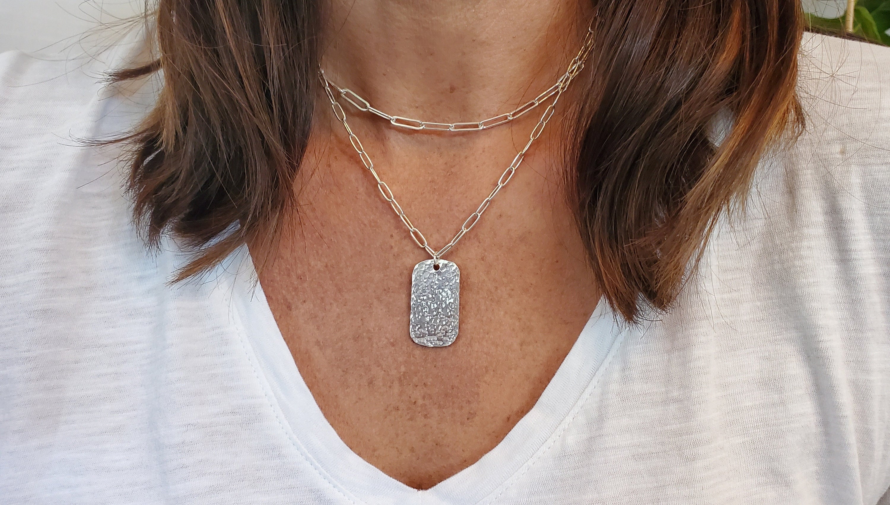 Minimal Tag Necklace - Silver