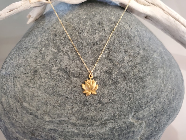 Gold Lotus Necklace, Lotus Flower, Gold Necklace, Flower Necklace, Vermeil image 1